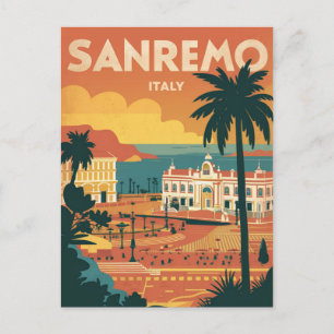 Sanremo, Italy, retro style illustration Postcard