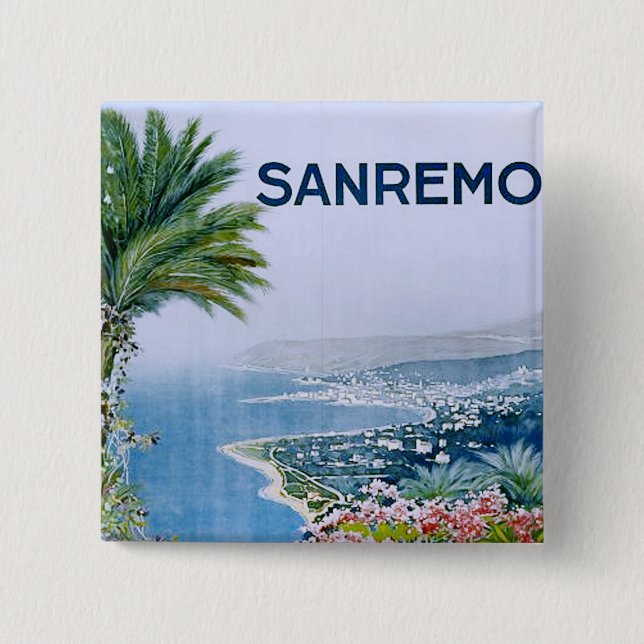 Sanremo, Italy Square Button (Front)