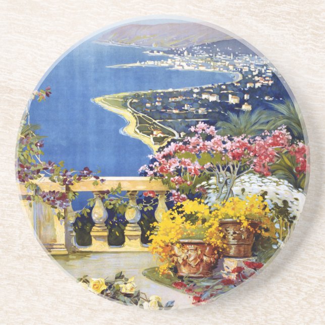 Sanremo Italy Travel Poster Coaster (Front)