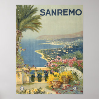 Sanremo Italy Vintage Scenic Coastal Art Print