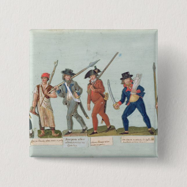 Sans Culotte Lighting his Pipe 2 Inch Square Button (Front)