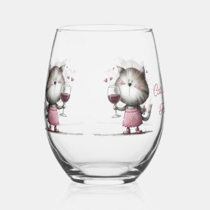 Sans Pied Très joli chat avec verre à vin en buverie
