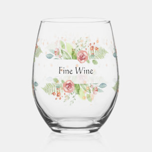 Sans Pied Verre à vin aux fleurs pastel