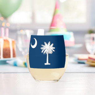 Sans Pied Verre à vin avec le drapeau de la Caroline du Sud,