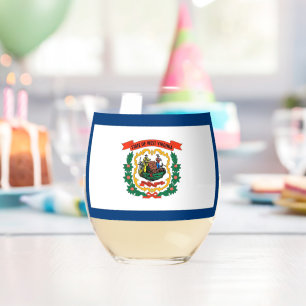 Sans Pied Verre à vin avec le drapeau de la Virginie-Occiden