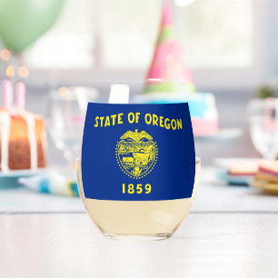 Sans Pied Verre à vin avec le drapeau de l'Oregon, États-Uni