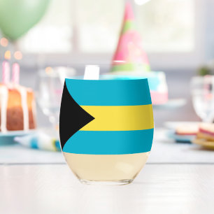Sans Pied Verre à vin avec le drapeau des Bahamas