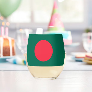 Sans Pied Verre à vin avec le drapeau du Bangladesh