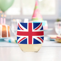 Verre à vin avec le drapeau du Royaume-Uni