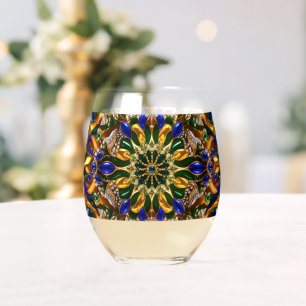 Sans Pied Verre à vin avec les couleurs du Brésil