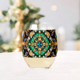 Sans Pied Verre à vin avec les couleurs du Brésil
