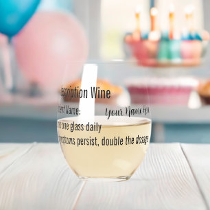 Sans Pied Verre à vin de prescription d'humour à boire