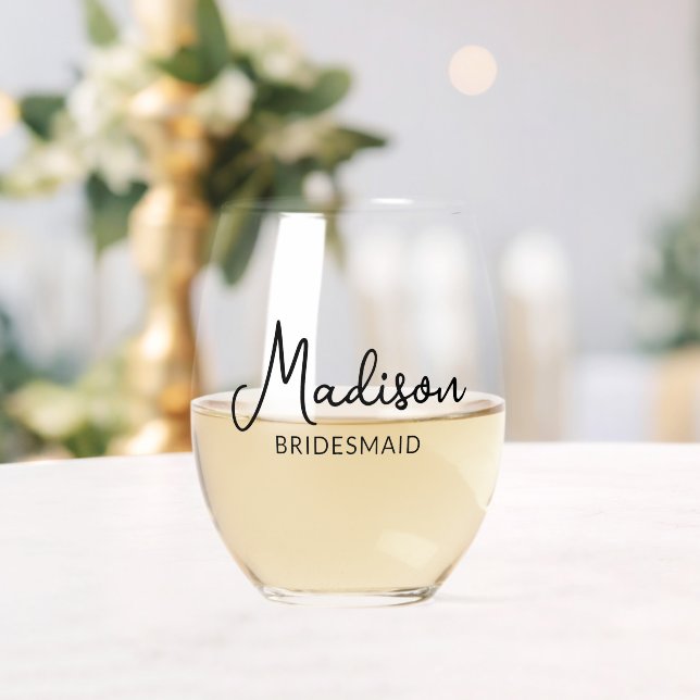 Sans Pied Verre à vin personnalisé Demoiselle d'honneur (Insitu (Mariage))