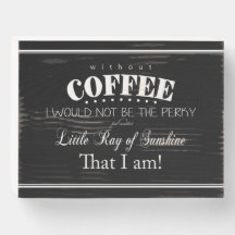 Sans plaque de café sur bois (blanc sur noir)