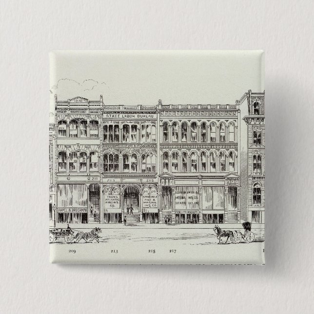 Sansome West side Pine and California 2 Inch Square Button (Front)