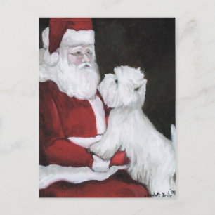 Sant and West Hihland Terrier Dog Art Postcard