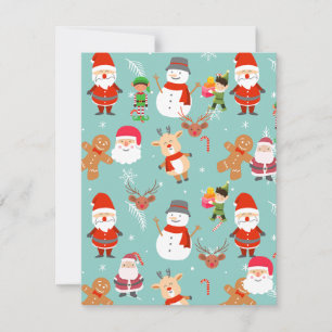 Sant Reindeer Snowmen Christmas  Card