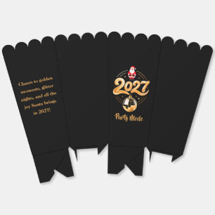 Santa 2027 Party Mode Gold Disco Christmas Favor Box
