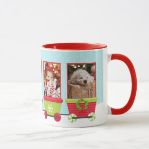 Santa 3 Photo Train Holiday Christmas Mug