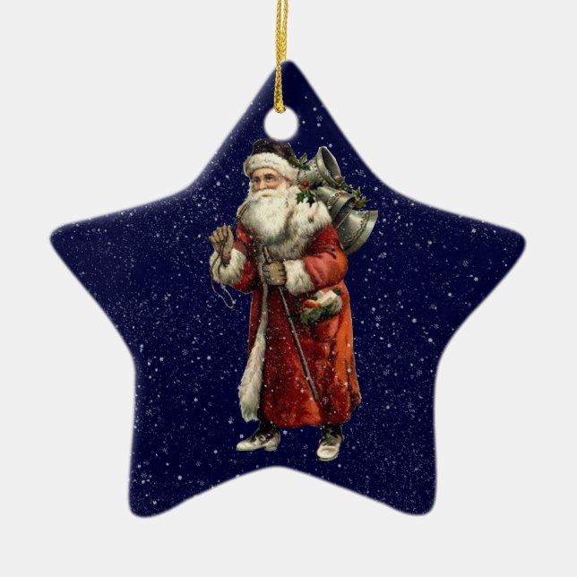 Santa & 3 Wise Men Christmas Star & Snow Ornament (Front)