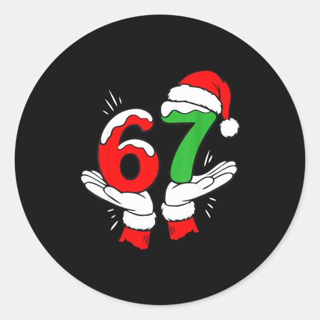 Santa 67 Christmas Funny Six Seven Meme 6 7 Meme  Classic Round Sticker (Front)