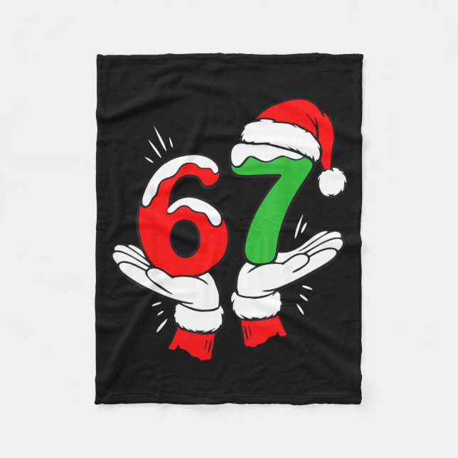 Santa 67 Christmas Funny Six Seven Meme 6 7 Meme  Fleece Blanket (Front)