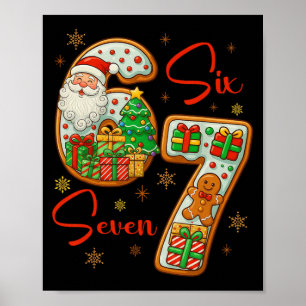 Santa 67 Christmas Six Seven Xmas Costume Meme Gir Poster