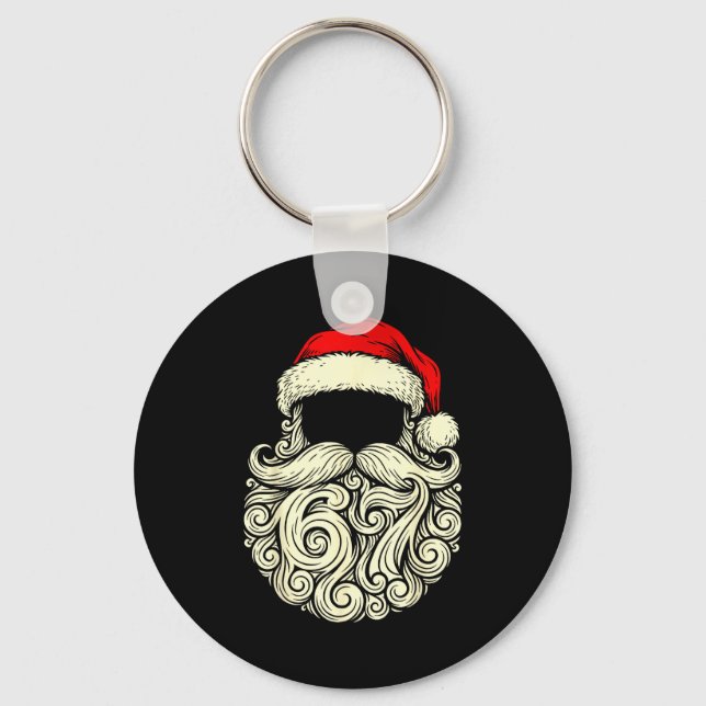 Santa 67 Hidden In Beard Christmas  Keychain (Front)