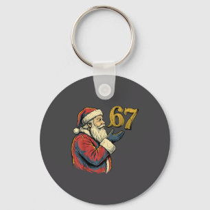 Santa 67 Number Funny Christmas Meme Se Keychain