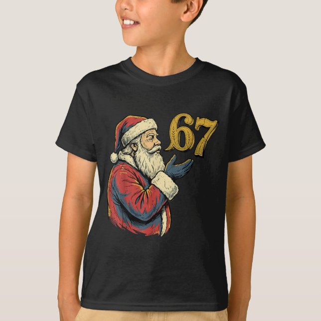 Santa 67 Number Funny Christmas Meme Se  T-Shirt (Front)