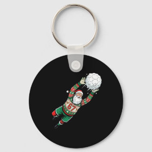 Santa 67 Soccer Goalie Ugly Sweater Funny Christma Keychain