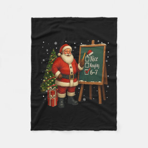 Santa 6-7 Meme Nice Naughty 67 Christmas Brain Rot Fleece Blanket