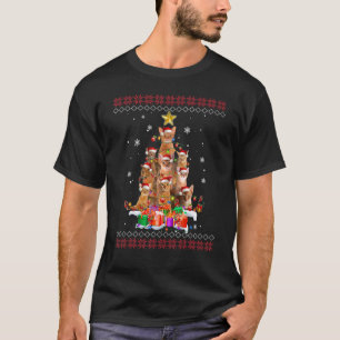 Santa Abyssinian Christmas Tree Xmas Lights Santa T-Shirt