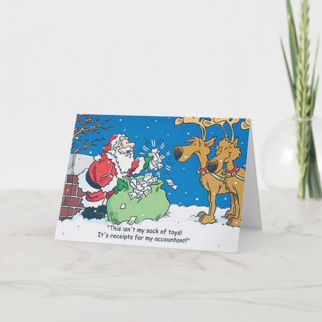 Santa Accountant Repceits Christmas Cards (Front)