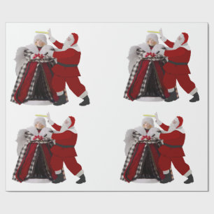 Santa Adjusting a Halo Wrapping Paper