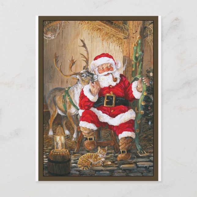 Santa After Christmas Eve Holiday Postcard (Front)