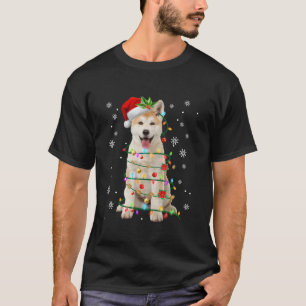 Santa Akita Christmas Lights Xmas Dog Lover Men Wo T-Shirt