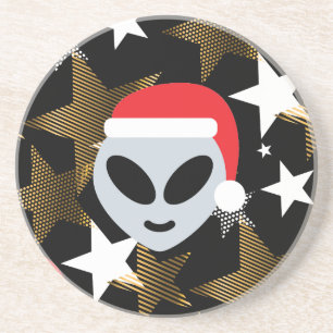 santa alien emoji coaster