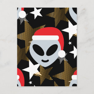 santa alien emoji holiday postcard