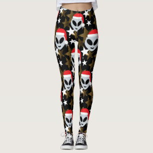 santa alien emoji leggings