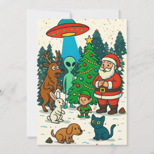 Santa, Aliens & Holiday Poop Christmas Encounter Card