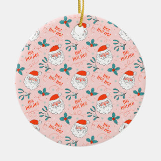 Santa all over print Joyful Greetings collection Ceramic Ornament