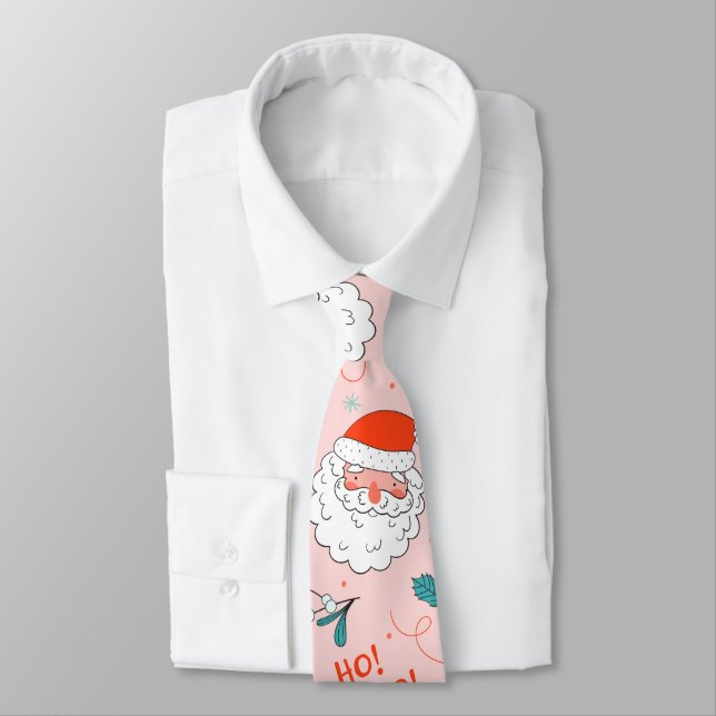 Santa all over print Joyful Greetings collection Tie (Tied)