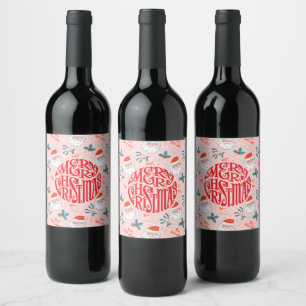 Santa all over print Joyful Greetings collection Wine Label