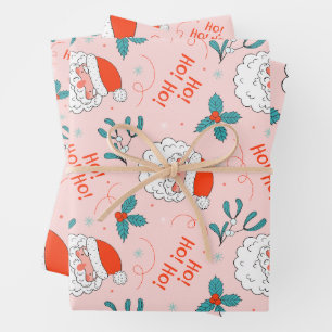 Santa all over print Joyful Greetings collection Wrapping Paper Sheet