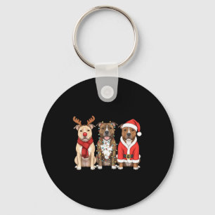 Santa American Tbull Terrier Christmas Ttie Dog Mo Keychain