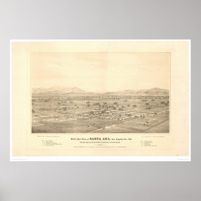 Santa Ana, CA. Panoramic Map (1579C) Poster (Front)
