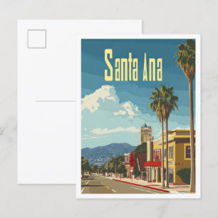 Santa Ana California Vintage Travel Illustration Postcard