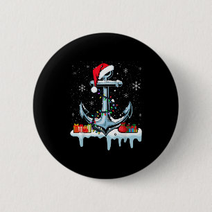 Santa Anchor Cool Christmas Lights Boating Sailing 2 Inch Round Button