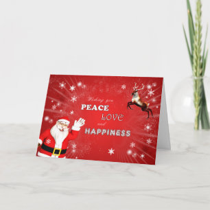 Santa and a Reindeer Wishing Holiday Card